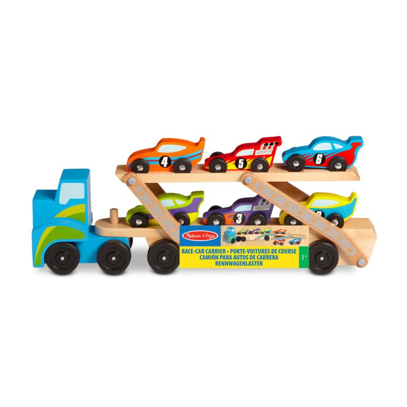 Melissa & Doug - Wooden Vehicles Car Carrier Mega Race Car (806254)