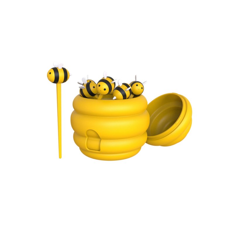 Winkee - Food Sticks with Container - Bee Food Pick Set & Bee Hive Container