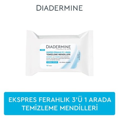 Diadermine Face, Eye, and Lip Cleansing Wipes Express 3 in 1 for All Skin Types High Tolerance