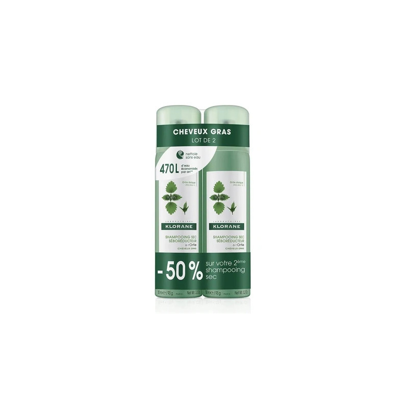 Klorane Nettle Dry Shampoo 2x150ml