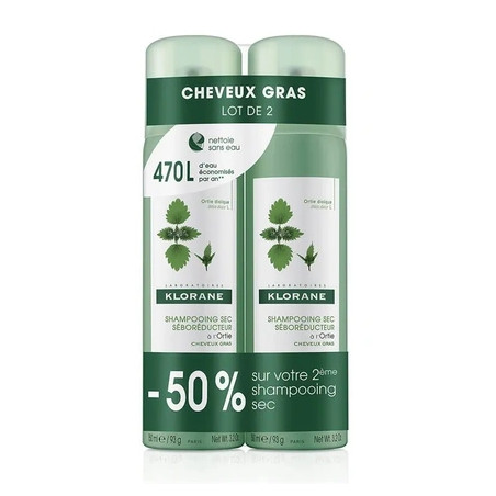 Klorane Nettle Dry Shampoo 2x150ml