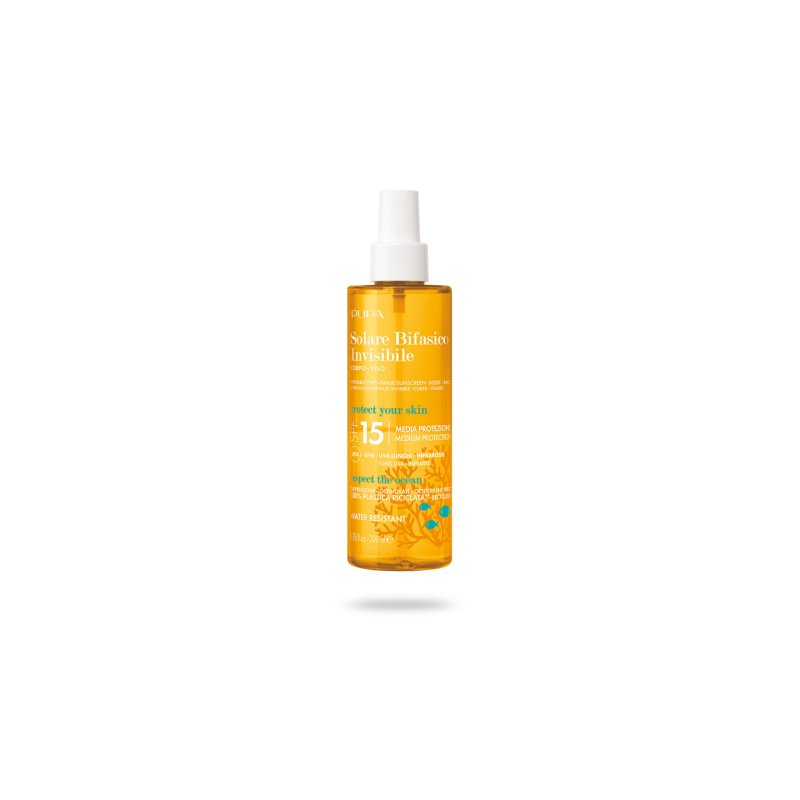 PUPA Milano Solare Bifasico Invisibile Liquide de protection solaire Visage et corps 15 Adultes