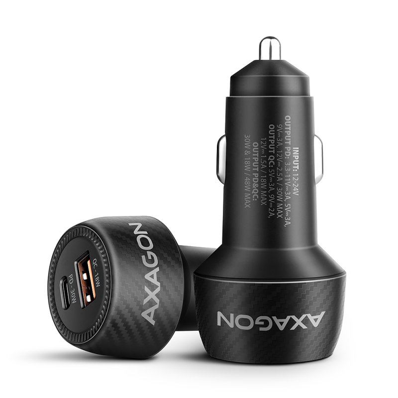 Axagon PWC-PQ48 PD3.0 & QC4 2xOUTPUTS car charger 48W