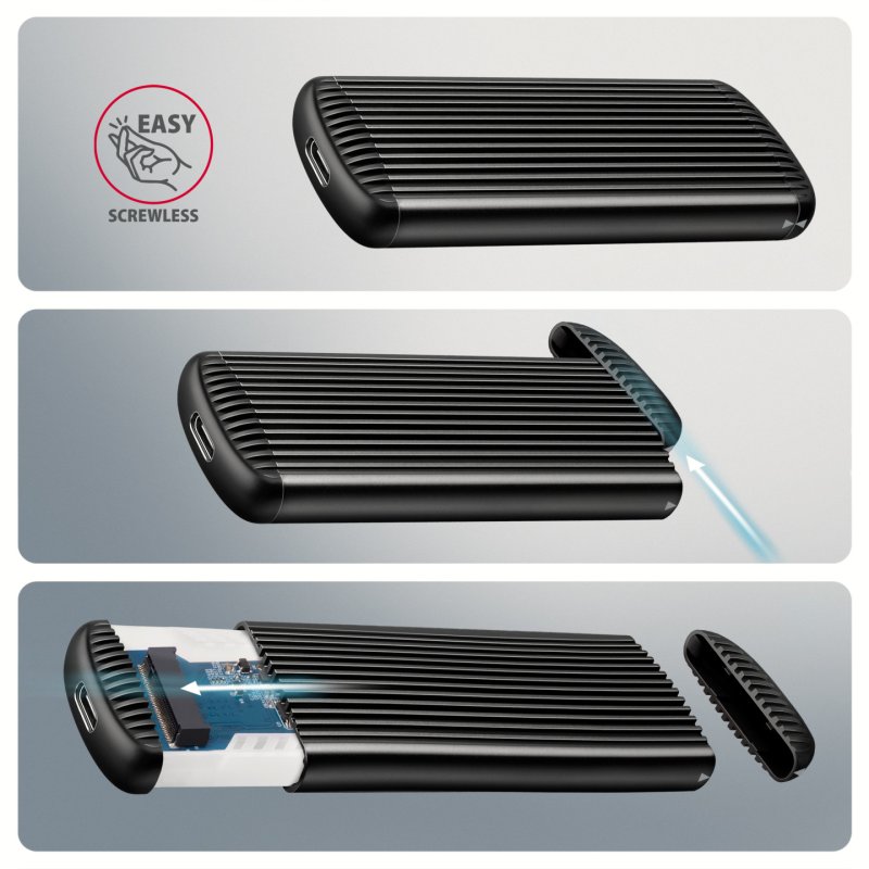 Axagon Enceinte ssd Gris, Noir M.2