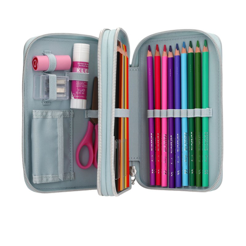 Miss Melody - Double Pencil Case - Pale Light Blue