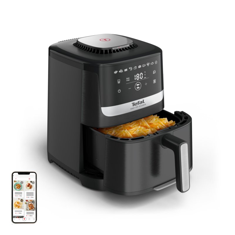 Tefal Easy Fry Silence EY5528E0 friteuse Unique 5 L Autonome Friteuse d’air chaud Noir, Acier inoxydable