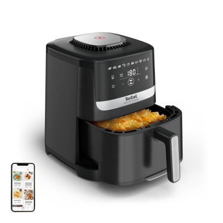 Tefal Easy Fry Silence EY5528E0 fryer Single 5 L Stand-alone Hot air fryer Black, Stainless steel