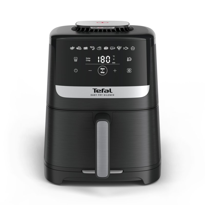 Tefal Easy Fry Silence EY5528E0 fryer Single 5 L Stand-alone Hot air fryer Black, Stainless steel