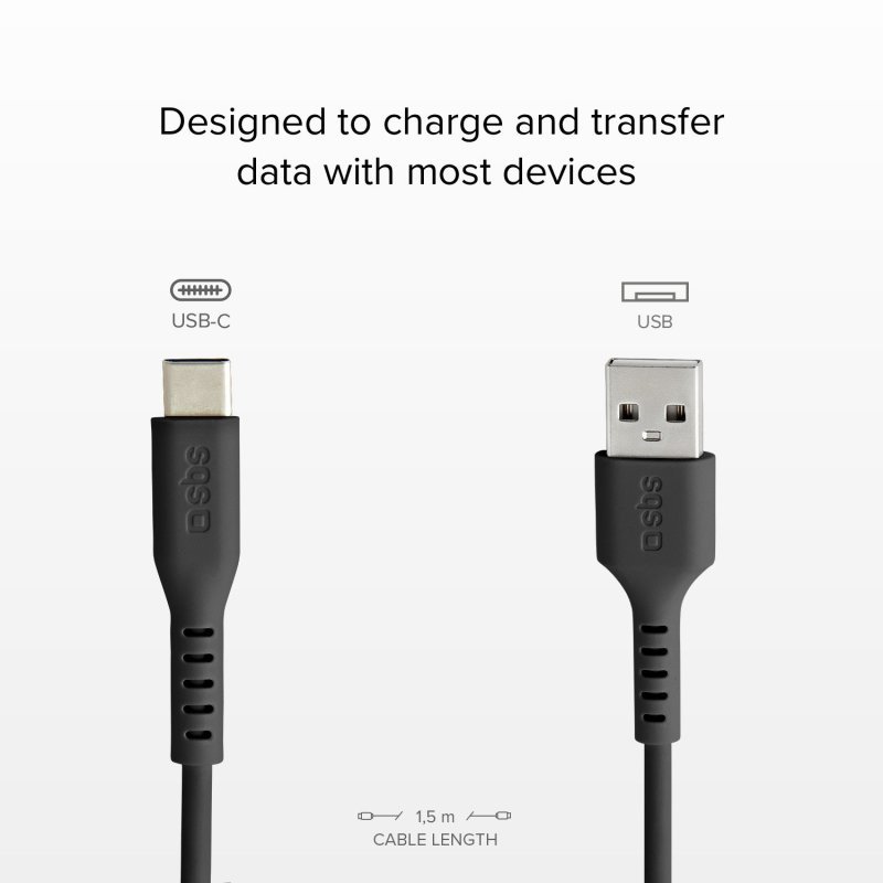 SBS TECABLEMICROC15K USB cable USB 2.0 1.5 m USB A USB C Black