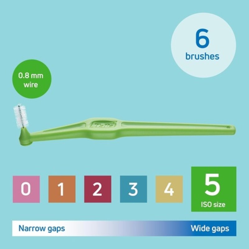 Tepe Interdental Brush Angle Green 08mm ISO - Pack of 6