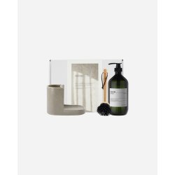 Meraki - Gift Box with Grey Holder, Nature Brush, Forest Garden Dish Wash - White - 1000 ml, 32x23x13.5 cm
