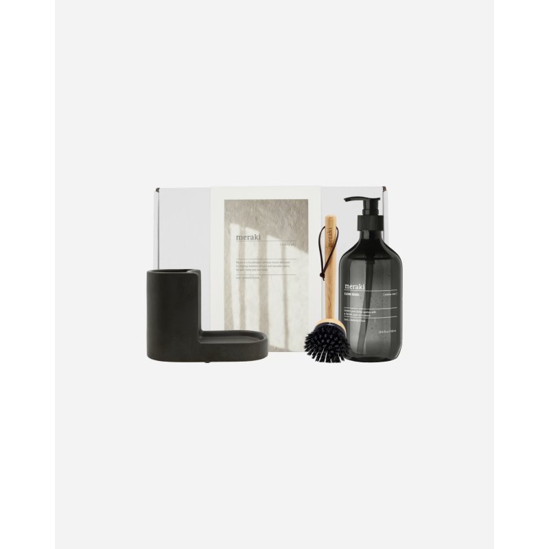 Meraki - Gift Box, Dark Grey Holder Nature Brush Shadow Lake Dish Wash - Grey - 490 ml, L: 32 cm, W: 23.5 cm, H: