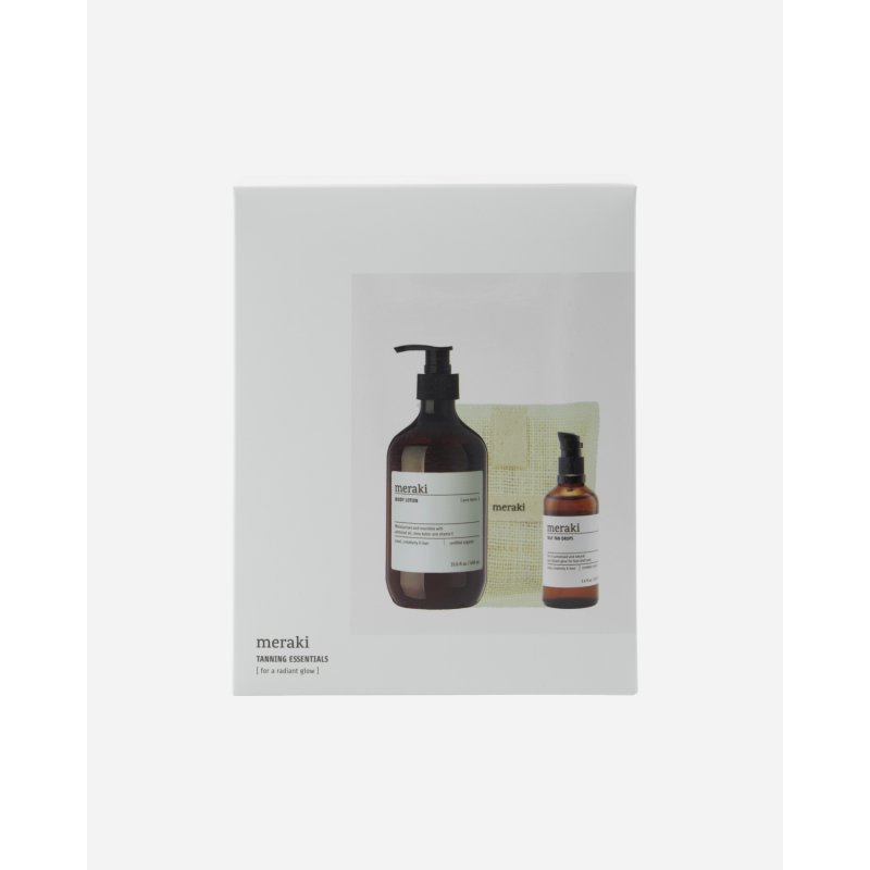 Meraki - Gift Box with Self Tan Drops, Bath Mitt, Body Lotion - White - 140g, 100ml, 490ml