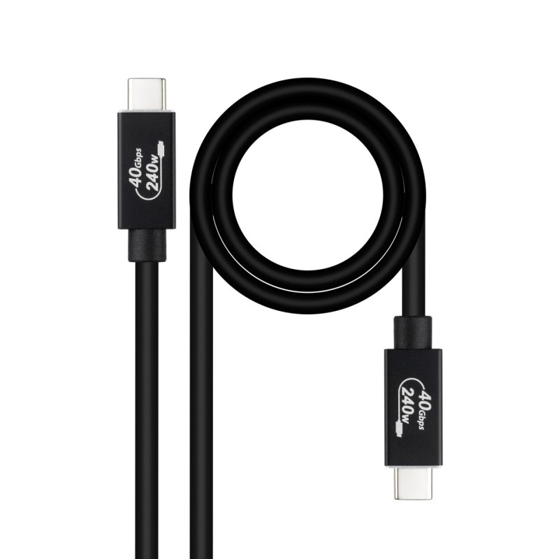 Nanocable USB 4 Gen 3x2 40Gbps 5A/240W Cable, USB-C/M-USB-C/M, Black, 1.8 m