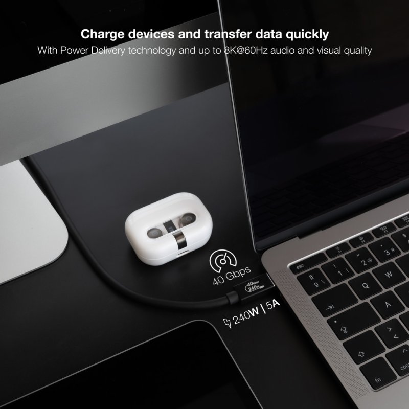 Câble Nanocable USB-C 4 M/M 1,8m 240W (Noir)