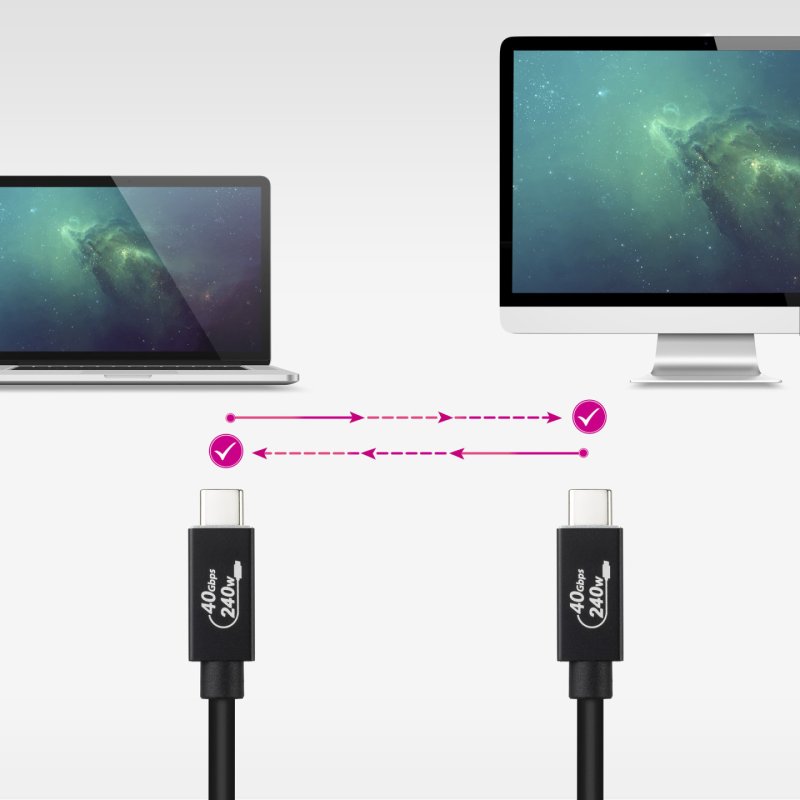 Câble Nanocable USB-C 4 M/M 1,8m 240W (Noir)