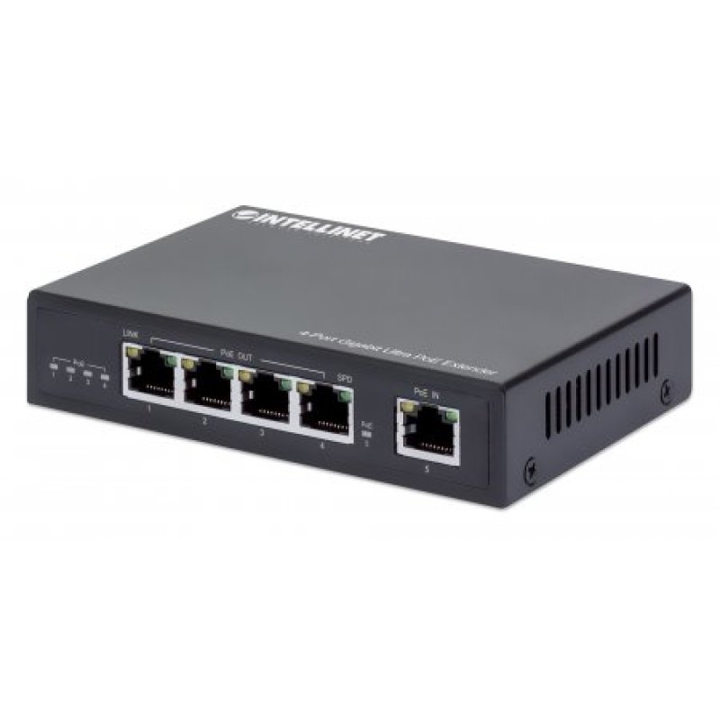 INTELLINET 4-Port Gigabit Ultra PoE-Extender 90W um 100m