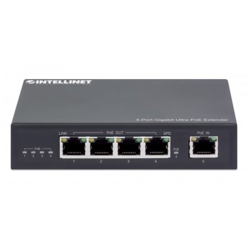 INTELLINET 4-Port Gigabit Ultra PoE-Extender 90W um 100m