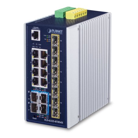 PLANET IP30 Industrial L3 8-Port Managed Gigabit Ethernet (10/100/1000) Blue, White