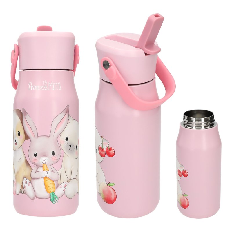 Princess Mimi 0414208 gourde Utilisation quotidienne 400 ml Polypropylène (PP), Silicone, Acier inoxydable Rose