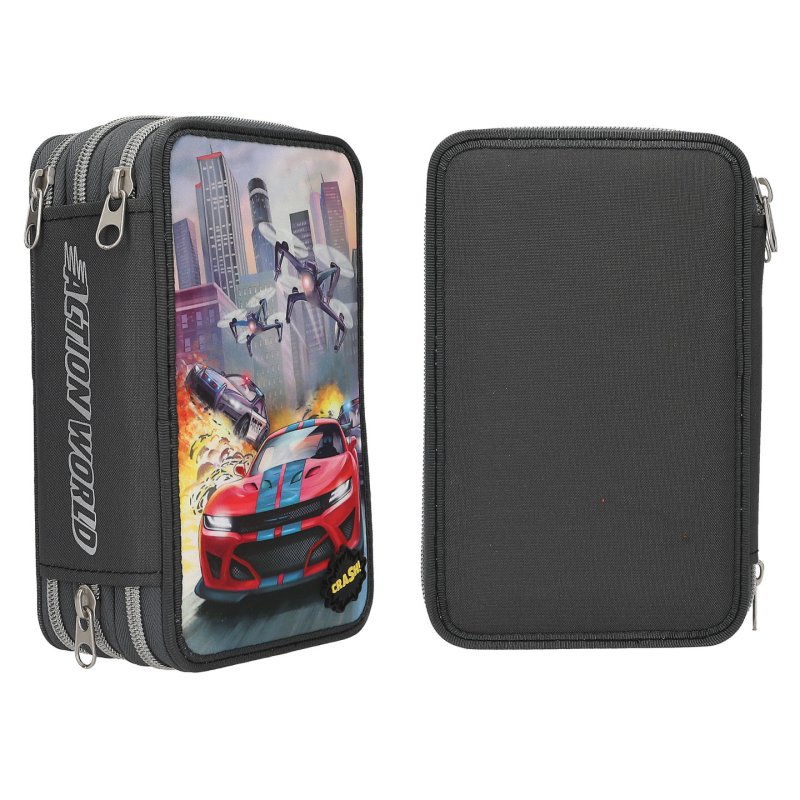 Dino World Action Action World Triple Pencil Case With LED Drone