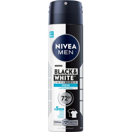 Nivea - Black & White Invisible Fresh Male Spray - Black & White - 150 ml