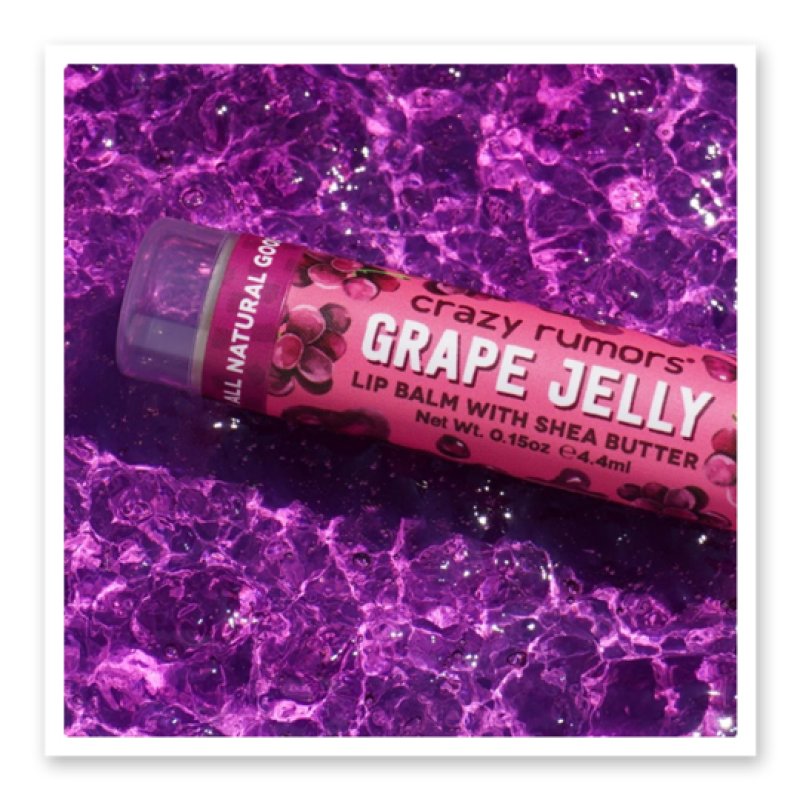 Crazy Rumors Grape Jelly Soothing Lip Balm Stick for Dry Lips - Limited Edition Summer 100% Natural and Vegan