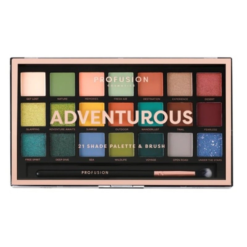 Profusion Adventurous Eyeshadow Palette With Brush - 21 Shades