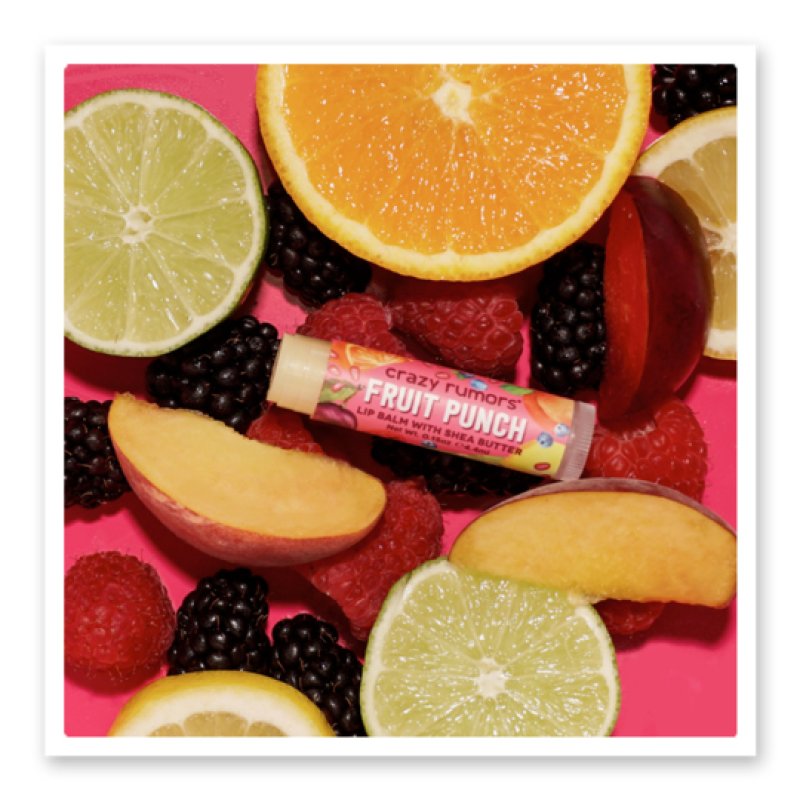 Crazy Rumors Fruit Punch Soothing Lip Balm Stick for Dry Lips 0.15 Oz