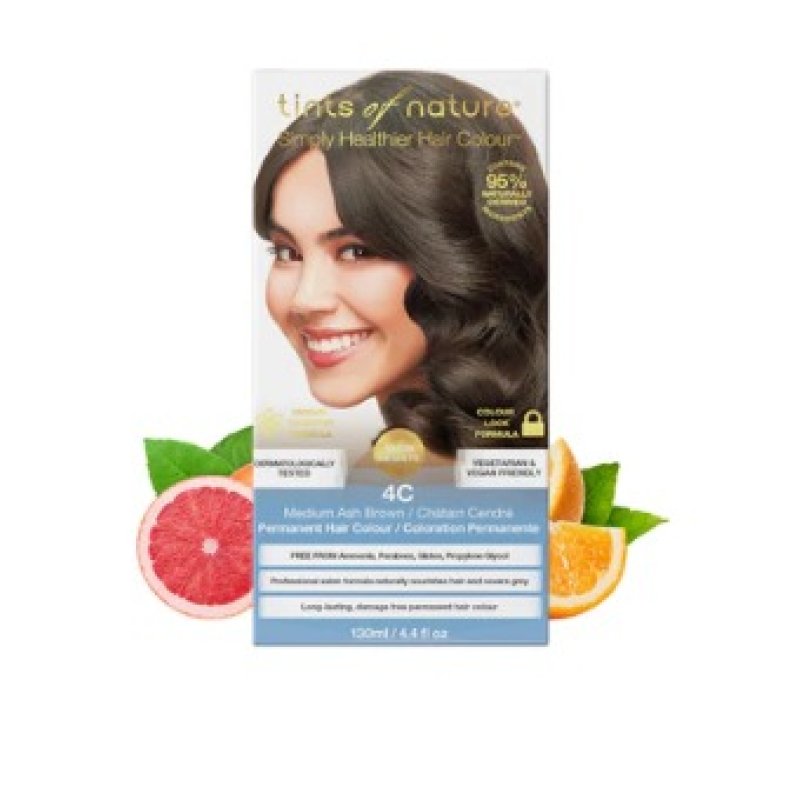 Tints of Nature 4C Medium Ash Brown Permanent Hair Dye 130ml