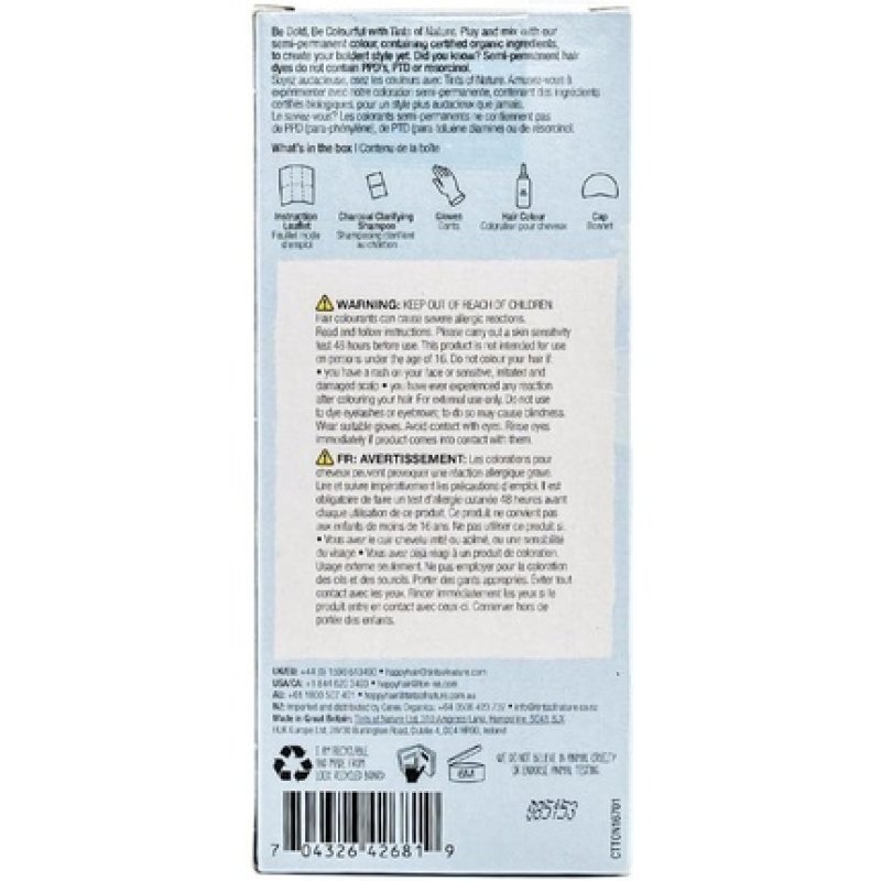 Tints of Nature Bold Blue Semi-Permanent Hair Dye Ammonia-Free and Damage-Free Colouring 70ml