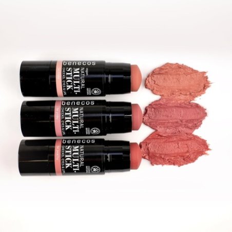 Benecos Natural Cosmetics 3-in-1 Multi-Stick Be Rosey for Cheeks and Eyes