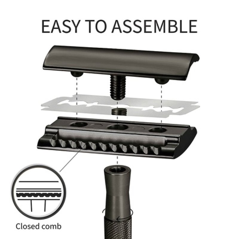 Bambaw Men's Metal Safety Razor with Stand - Sustainable Zero Waste Shaving