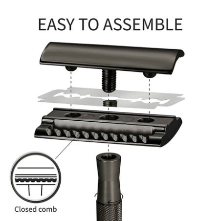 Bambaw Men's Metal Safety Razor with Stand - Sustainable Zero Waste Shaving