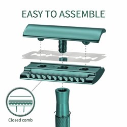 Bambaw Metal Razor with Razor Holder and Stand for Men and Women - Zero Waste Emerald Green