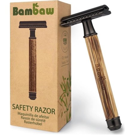 Bambaw Slim Dark Bamboo Safety Razor for Men and Women - Eco-Friendly and Reusable