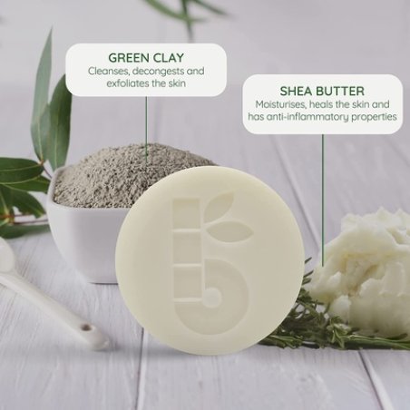 Bambaw Shaving Soap for Men 70g Green Clay and Shea Butter Shaving Bar with Rosemary