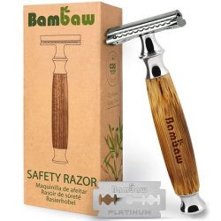 Bambaw Classic Silver Safety Razor Bamboo Double Edge Mens Womens Shaving Razor