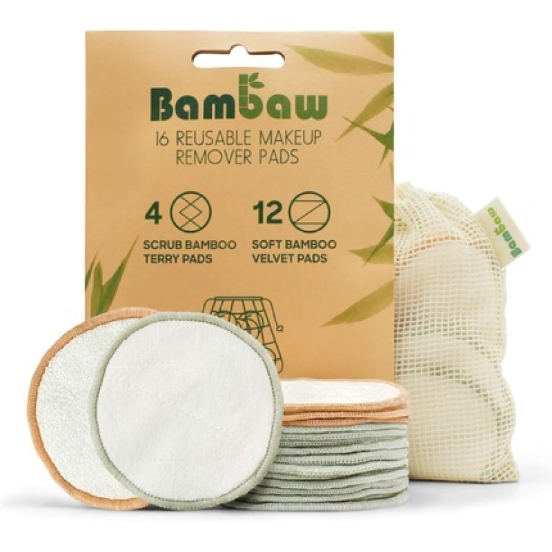 Reusable Make Up Pads 16 Bamboo Pads with Laundry Bag Eco-Friendly Cotton Pads Cleansing Pads for Eyes and Face Zero