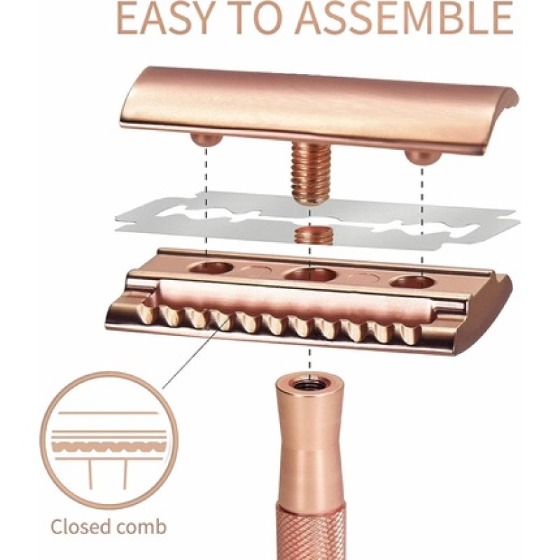 Metal Safety Razor for Women Rose Gold Women's Razor Fits All Double Edge Razor Blades Lady Razor Eco-Friendly Zero