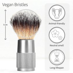 Bambaw Silver Synthetic Badger Hair Shaving Brush for Men and Women - Waste-Free Travel Shaving Accessory