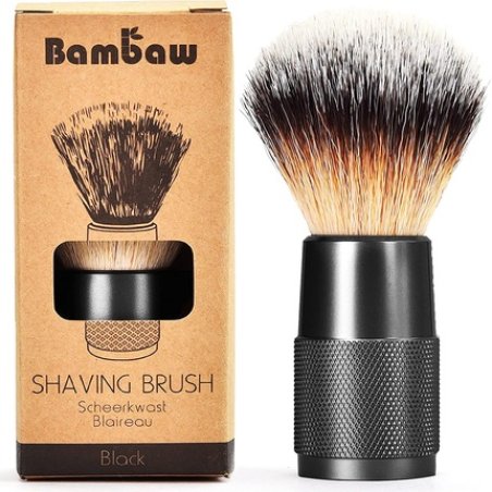 Bambaw Black Beard Brush Vegan Shaving Brush for Men and Women - Environmentally Friendly Shaving Brush for Travel
