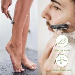 Bambaw Manual Shaving Set with Bamboo Razor, 15 Double-Sided Blades, Unscented Shaving Soap & 1 Black Shaving Brush -