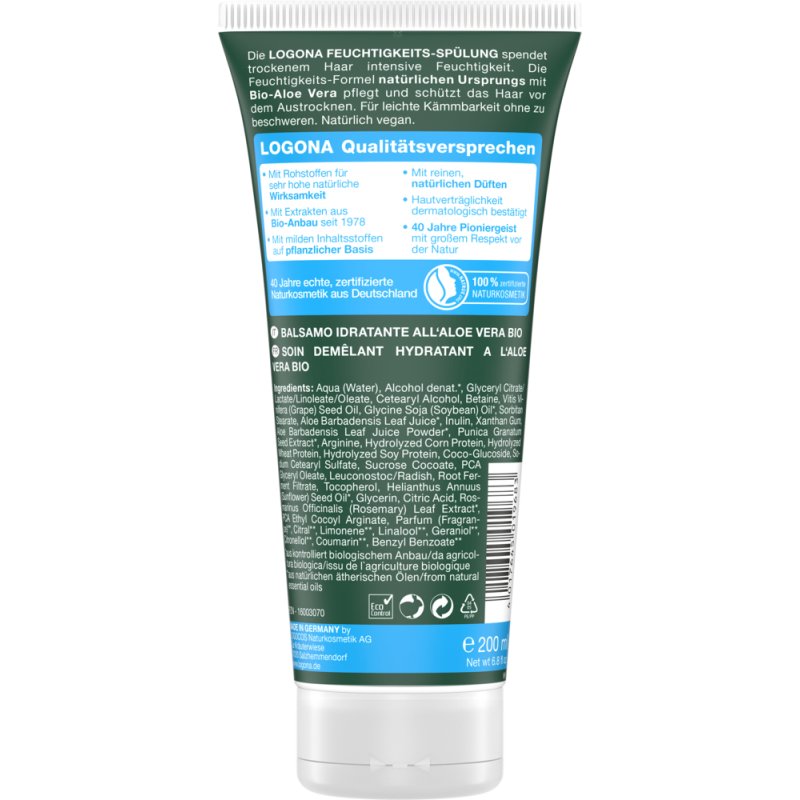 Logona Naturkosmetik Organic Aloe Vera Moisturising Conditioner Natural