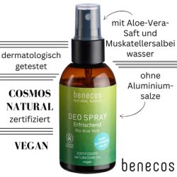 Benecos Natural Basics Organic Aloe Vera Deodorant Spray 75ml - Vegan - Dermatologically Tested