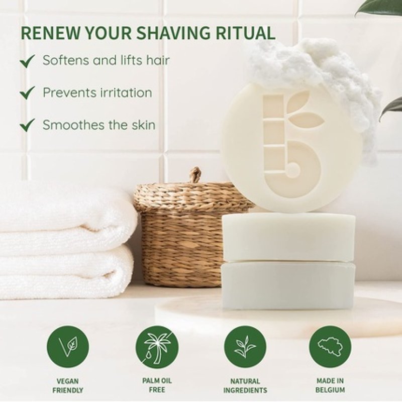 Bambaw Apricot Oil and Vitamin E Shaving Soap for Women 2.5oz - Eco and Vegan Shaving Soap Bar