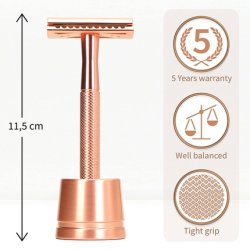 Eco Metal Razor Rose Gold with Stand for Women - Bambaw