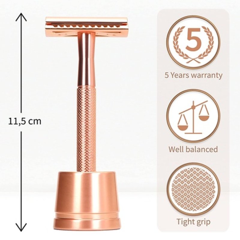 Eco Metal Razor Rose Gold with Stand for Women - Bambaw