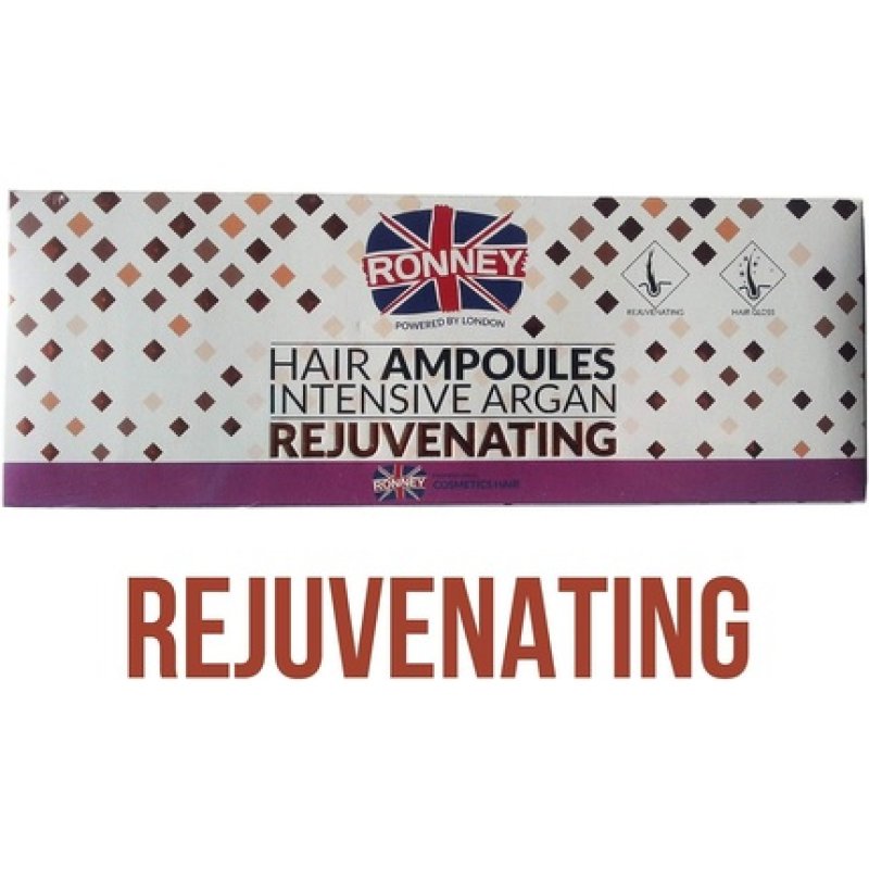 Ronney Rejuvenating Ampoules with Intensive Argan Hair Care Gloss Nourish Treatment for Dry Hair 10ml - Pack of 12