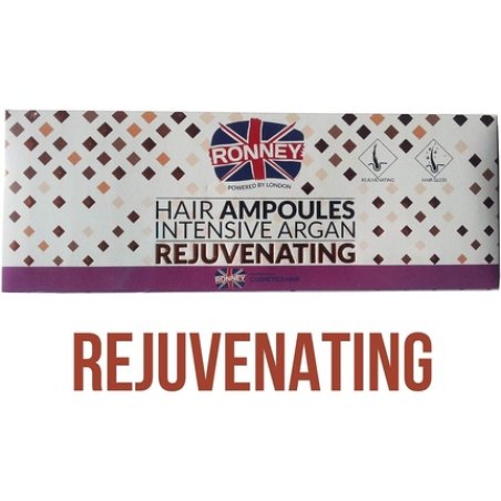 Ronney Rejuvenating Ampoules with Intensive Argan Hair Care Gloss Nourish Treatment for Dry Hair 10ml - Pack of 12
